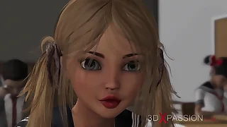 Hot shemale plays relative to a sexy dim-witted college girl in the basement